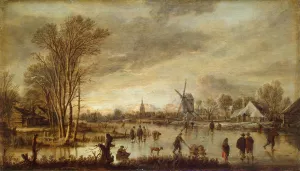 River in Winter by Aert Van Der Neer - Oil Painting Reproduction
