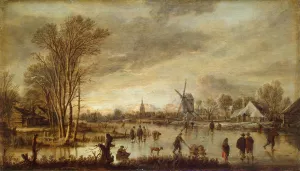 River in Winter Oil painting by Aert Van Der Neer