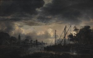River Landscape in Moonlight by Aert Van Der Neer Oil Painting