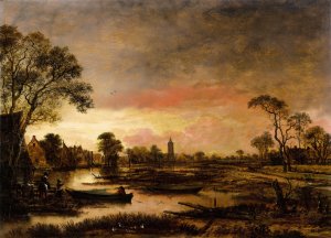River Landscape by Aert Van Der Neer Oil Painting