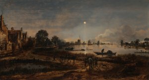 River View by Moonlight Oil painting by Aert Van Der Neer