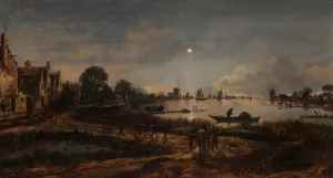 River View by Moonlight Oil painting by Aert Van Der Neer
