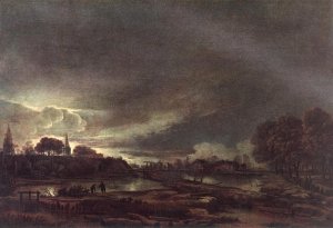 Small Town at Dusk by Aert Van Der Neer Oil Painting
