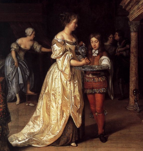 Woman Washing Her Hands Detail by Aert Van Der Neer - Hand-Painted Oil Painting Reproduction