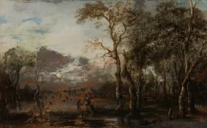 Wooded Landscape with Hunter Oil painting by Aert Van Der Neer
