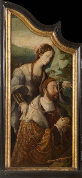 Count Henry III of Nassau with the Tiburtine Sibyl  by Aertgen Claesz Van Leyden - Hand-Painted Oil Painting Reproduction