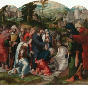 The Raising of Lazarus by Aertgen Claesz Van Leyden Oil Painting