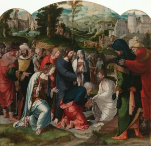 The Raising of Lazarus by Aertgen Claesz Van Leyden Oil Painting