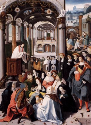 Church Sermon by Aertgen Van Leyden Oil Painting