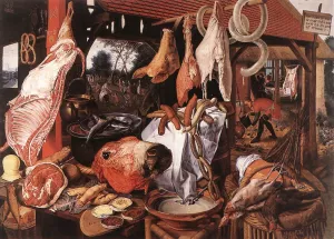 Butcher's Stall by Aertsen Pieter Oil Painting