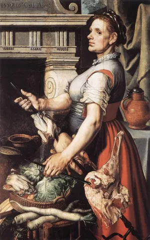 Cook in front of the Stove by Aertsen Pieter Oil Painting