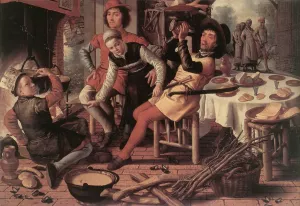 Peasants by the Hearth by Aertsen Pieter Oil Painting