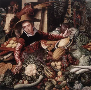 Vendor of Vegetable by Aertsen Pieter Oil Painting