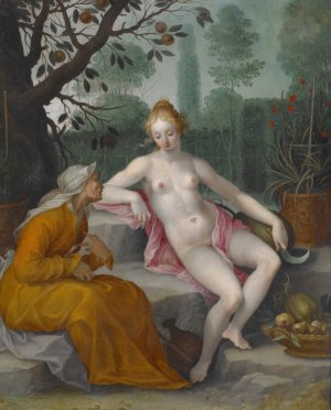 Vertumnus and Pomona by After Abraham Bloemaert Oil Painting