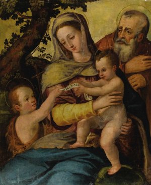 Holy Family with Saint John the Baptist by After Agnolo Bronzino Oil Painting