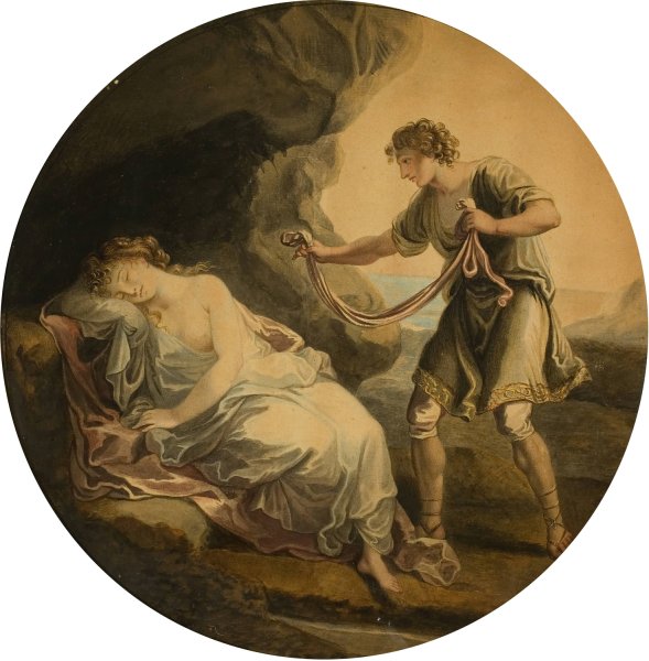 Electra and Chrysothemis by After Angelica Kauffmann - Hand-Painted Oil Painting Reproduction