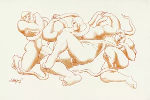 Abstract Nude by After Auguste Rodin Oil Painting