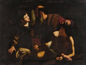 The Sacrifice of Isaac by After Bartolomeo Cavarozzi Oil Painting