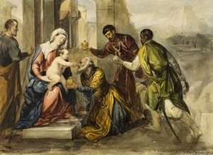Adoration of the Magi by After Bonifacio Veronese Oil Painting