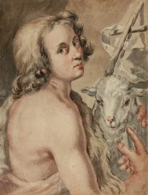 Saint John the Baptist with Lamb by After Carlo Cignani Oil Painting