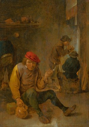 Smoking Peasants by After David Teniers Oil Painting