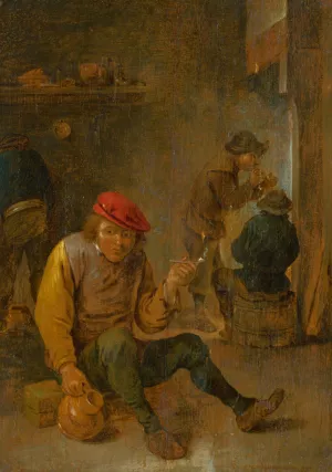 Smoking Peasants Oil painting by After David Teniers