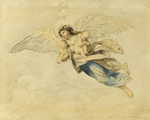 Night Carrying Sleep and Death by After Domenichino Oil Painting