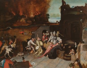 The Temptation of St Anthony by After Hieronymus Bosch Oil Painting