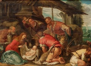 The Adoration of the Shepherds Oil painting by After Jacopo Da Ponte Bassano