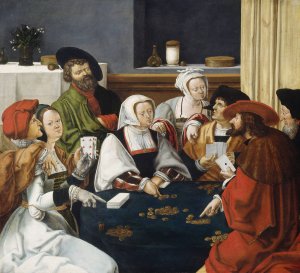 The Card Players by After Lucas Van Leyden Oil Painting
