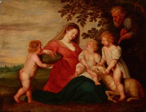 Holy Family with the Infant Saint John the Baptist and an Angel by After Peter Paul Rubens Oil Painting