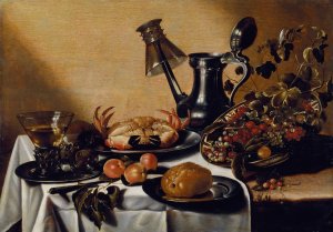 Still Life with Crab and Fruit by After Pieter Claesz Oil Painting