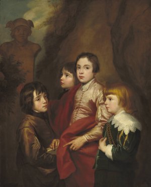 Group of Four Boys by After Sir Anthony Van Dyck Oil Painting