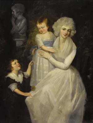 Portrait of Lady with Her Children by After Thomas Gainsborough Oil Painting