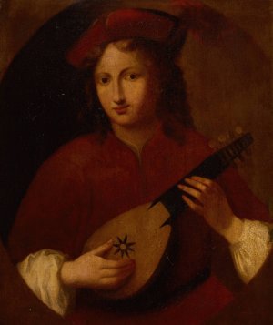 Portrait of a Man with Mandolin by After Titian Oil Painting