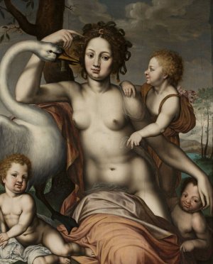 Leda and the Swan by After Vincent Sellaer Oil Painting