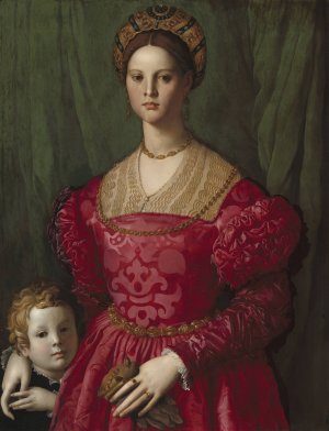 A Young Woman and Her Little Boy by Agnolo Bronzino Oil Painting