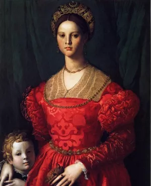 A Young Woman and Her Little Boy by Agnolo Bronzino - Oil Painting Reproduction