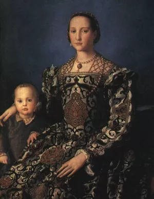 Eleonora of Toledo with her Son Giovanni de' Medici by Agnolo Bronzino Oil Painting