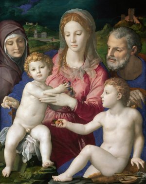 Holy Family with St. Anne and the Infant St. John by Agnolo Bronzino Oil Painting
