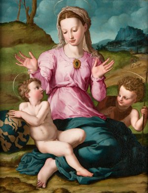 Madonna and Child with Saint John the Baptist by Agnolo Bronzino Oil Painting