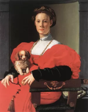 Portrait of a Lady with a Puppy by Agnolo Bronzino - Oil Painting Reproduction
