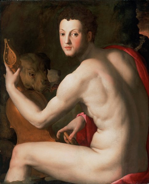 Portrait of Cosimo I de'Medici as Orpheus by Agnolo Bronzino - Hand-Painted Oil Painting Reproduction