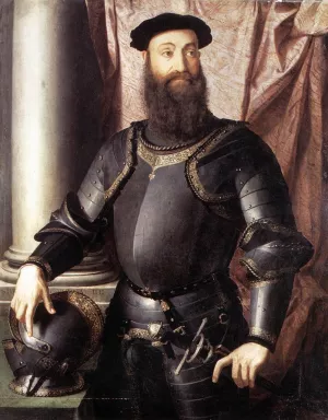 Portrait of Stefano IV Colonna by Agnolo Bronzino Oil Painting