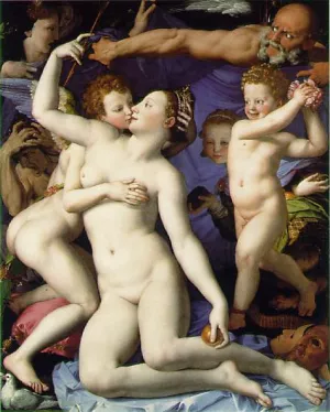 Venus, Cupide and the Time by Agnolo Bronzino - Oil Painting Reproduction