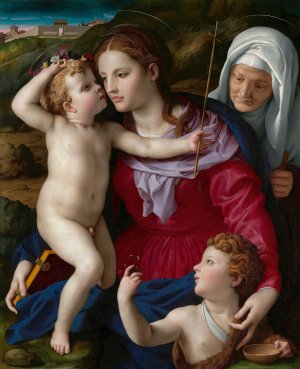 Virgin and Child with Saint Elizabeth and Saint John the Baptist by Agnolo Bronzino Oil Painting
