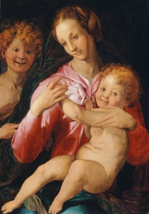 Virgin and Child with the Young Saint John the Baptist by Agnolo Bronzino Oil Painting