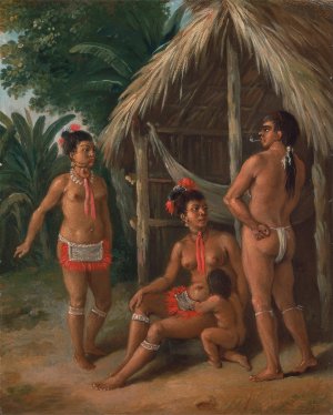 A Leeward Islands Carib Family Outside A Hut by Agostino Brunias Oil Painting
