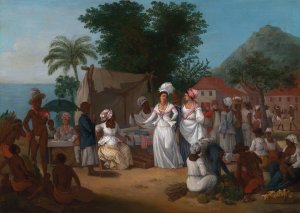 A Linen Market With A Linen-Stall And Vegetable Seller In The West Indies by Agostino Brunias Oil Painting