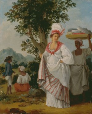 A West Indian Creole Woman Attended by her Black Servant by Agostino Brunias Oil Painting